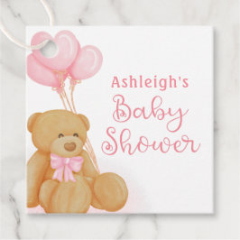 Cute Baby shower Teddy Bear Pink Heart Balloons Bedankjes Labels