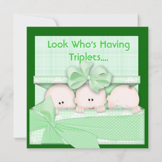 CUTE BABY SHOWER VOOR TRIPLETS-INVITATIE KAART (Voorkant)