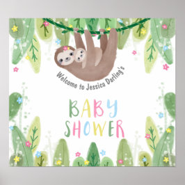 Cute baby shower welkomstsloep met moeder en baby poster