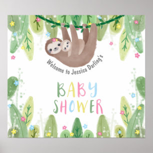Cute baby shower welkomstsloep met moeder en baby poster