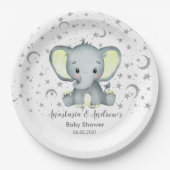Cute Baby shower Yellow Elephant Papieren Bordje (Voorkant)