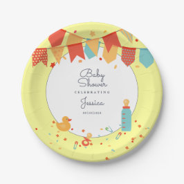 Cute Baby shower Yellow Red Banner Flagers Confett Papieren Bordje
