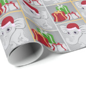 Cute Baby Silver White Elephant Santa Hat Cadeaus Cadeaupapier (Rol Hoek)