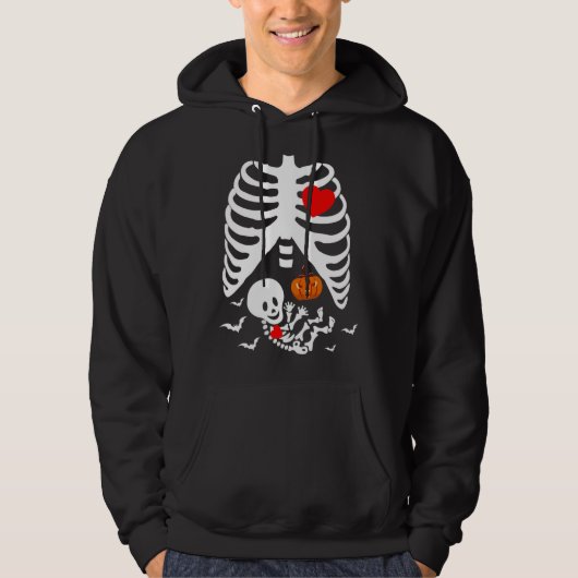 Cute Baby Skeleton Pregnancy Announcement Happy Ha Hoodie (Voorkant)