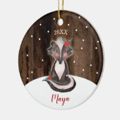 Cute Baby Skunk Personalized Newborn Girl First Keramisch Ornament (Links)