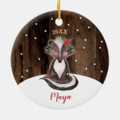 Cute Baby Skunk Personalized Newborn Girl First Keramisch Ornament (Achterkant)