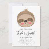 Cute Baby Sloth Birthday Party Invitation Kaart (Voorkant)