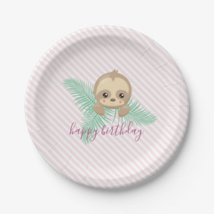 Cute Baby Sloth Birthday Party Paper Borden Papieren Bordje