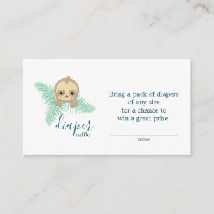 Cute Baby Sloth Diaper Raffle Ticket Baby shower Informatiekaartje