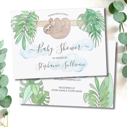 Cute Baby Sloth Gender Neutral Baby shower Kaart