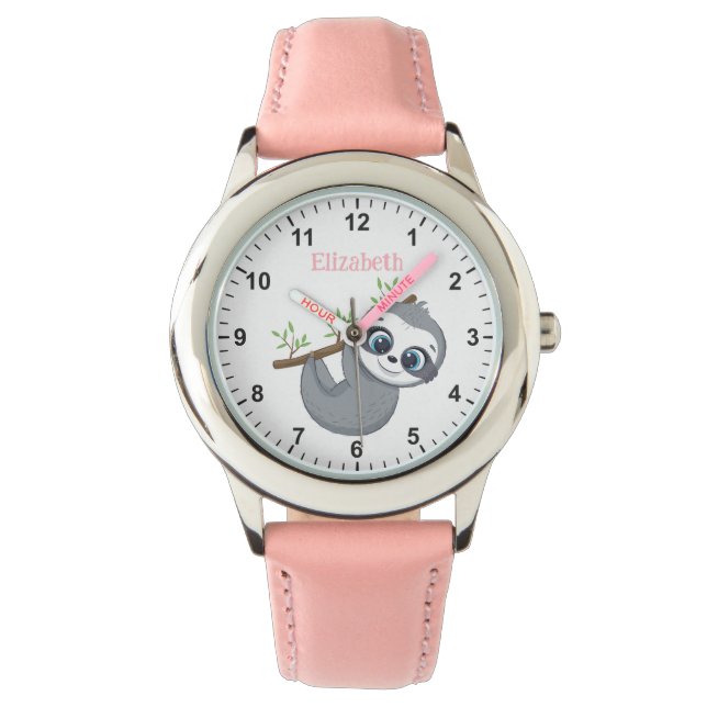 Cute Baby Sloth Girl's First Watch Horloge (Voorkant)