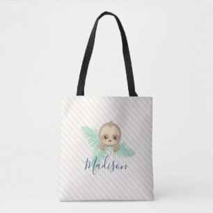 Cute Baby Sloth Monogram Canvas tas