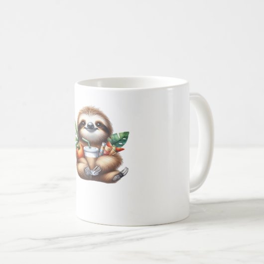 Cute Baby Sloth with Pumpkin Coffee and Pancakes w Koffiemok (Voorkant rechts)