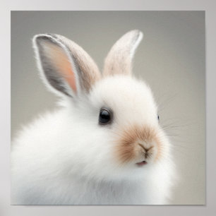 Cute Baby Snowshow Hare Portrait (Bunny)   1:1 Poster