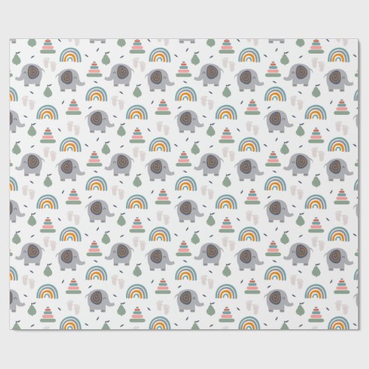 Cute Baby Speelgoed Pattern Cadeaupapier (Vlak)
