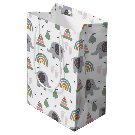 Cute Baby Speelgoed Pattern Medium Cadeauzakje (Achterkant Gekanteld)