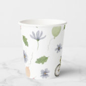 Cute Baby Spring Summer Rabbit On A Bike Pattern Papieren Bekers (Voorkant)