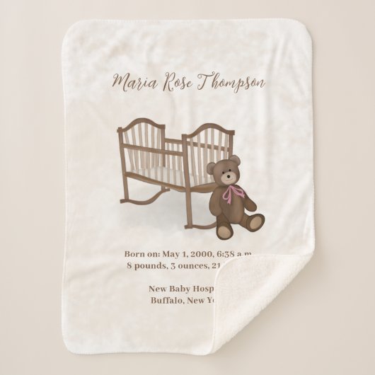 Cute Baby Stats Custom Teddy Bear Nursery Sherpa Deken (Voorkant)