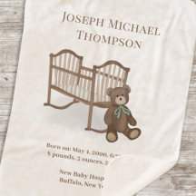 Cute  Baby Stats Custom Teddy Bear Nursery