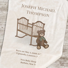 Cute Baby Stats Custom Teddy Bear Nursery Sherpa Deken