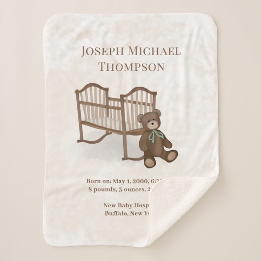Cute  Baby Stats Custom Teddy Bear Nursery Sherpa Deken (Voorkant)