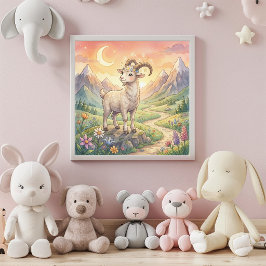 Cute Baby Steenbok Zodiac Muur Kunst Poster