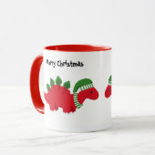 Cute Baby Stegosaurus met kleurrijk kerstPet Mok (Voorkant links)