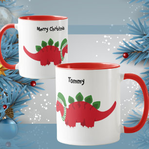 Cute Baby Stegosaurus met kleurrijk kerstPet Mok