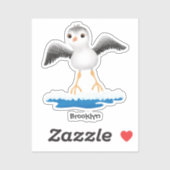 Cute baby strandloper cartoon illustratie sticker (Vel)