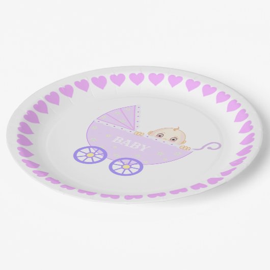Cute Baby Stroller Papieren Bordje (Gekanteld)
