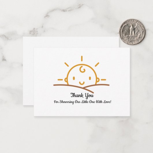 Cute Baby Sunrise Hartelijk dank Notitiekaartje (Voorkant / Achterkant in situ)