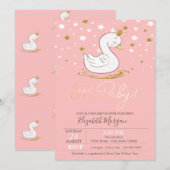 Cute Baby Swan Crown Stars Baby shower Kaart (Voorkant / Achterkant)