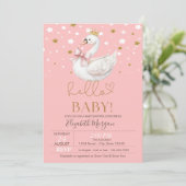 Cute Baby Swan Stars Baby Shower Kaart (Staand voorkant)