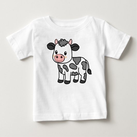 Cute Baby T-Shirt with Adorable Cow Illustration (Voorkant)