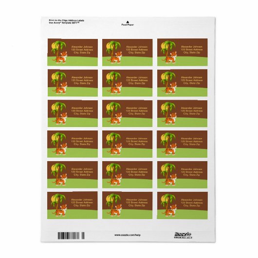 Cute Baby Tiger Address Label (Full Sheet)