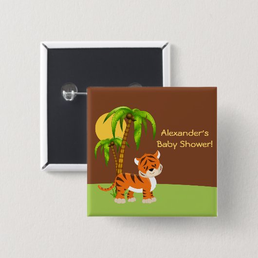 Cute Baby Tiger Baby shower Button (Voorkant /achterkant)