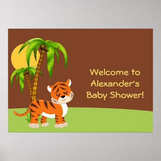 Cute Baby Tiger Baby shower Poster (Voorkant)