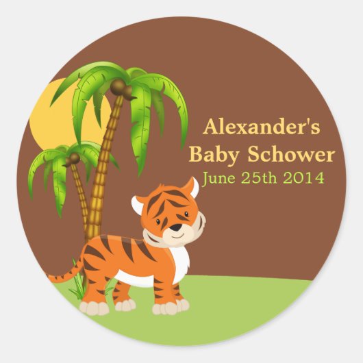 Cute Baby Tiger Baby shower Sticker (Voorkant)