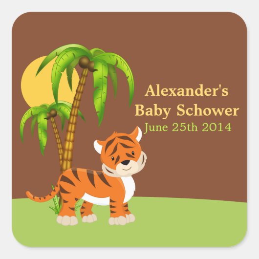 Cute Baby Tiger Baby shower Sticker (Voorkant)
