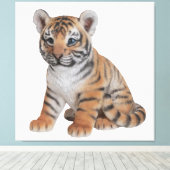 Cute Baby Tiger Cub Canvas Afdruk (Insitu (Houten vloer))