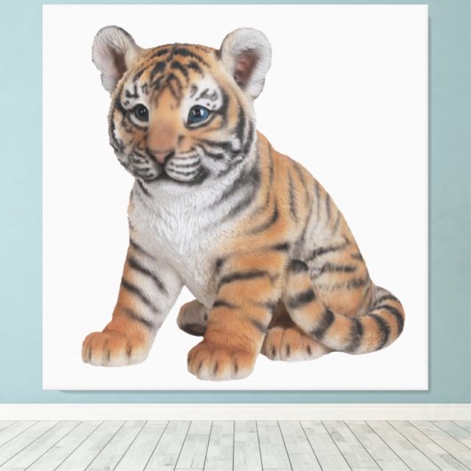 Cute Baby Tiger Cub Canvas Afdruk (Insitu (Houten vloer))