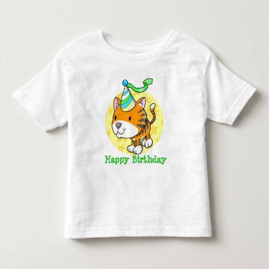 Cute Baby Tiger Cub Happy Birthday T-Shirt (Voorkant)