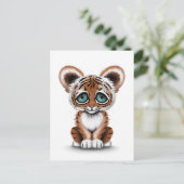 Cute Baby Tiger Cub met Blue Eyes op White Briefkaart (Staand voorkant)