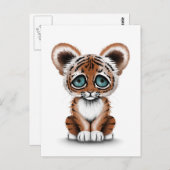 Cute Baby Tiger Cub met Blue Eyes op White Briefkaart (Voorkant / Achterkant)