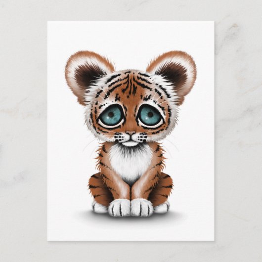 Cute Baby Tiger Cub met Blue Eyes op White Briefkaart (Voorkant)
