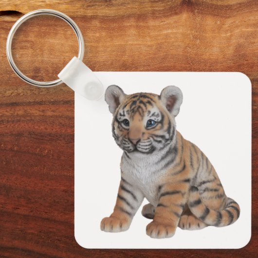 Cute Baby Tiger Cub Sleutelhanger (Voorkant)