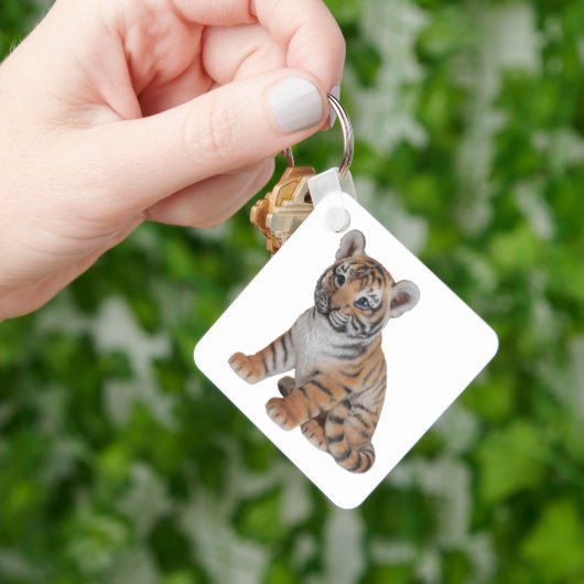 Cute Baby Tiger Cub Sleutelhanger (Hand)