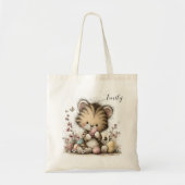 Cute Baby Tiger Easter Illustration Tote Bag (Voorkant)