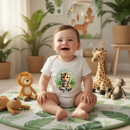 Cute Baby Tiger Jungle Nursery Personalized Name Romper