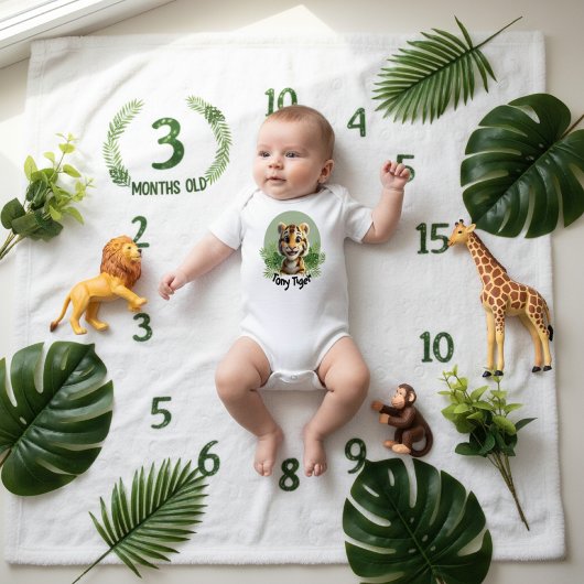 Cute Baby Tiger Jungle Nursery Personalized Name Romper
